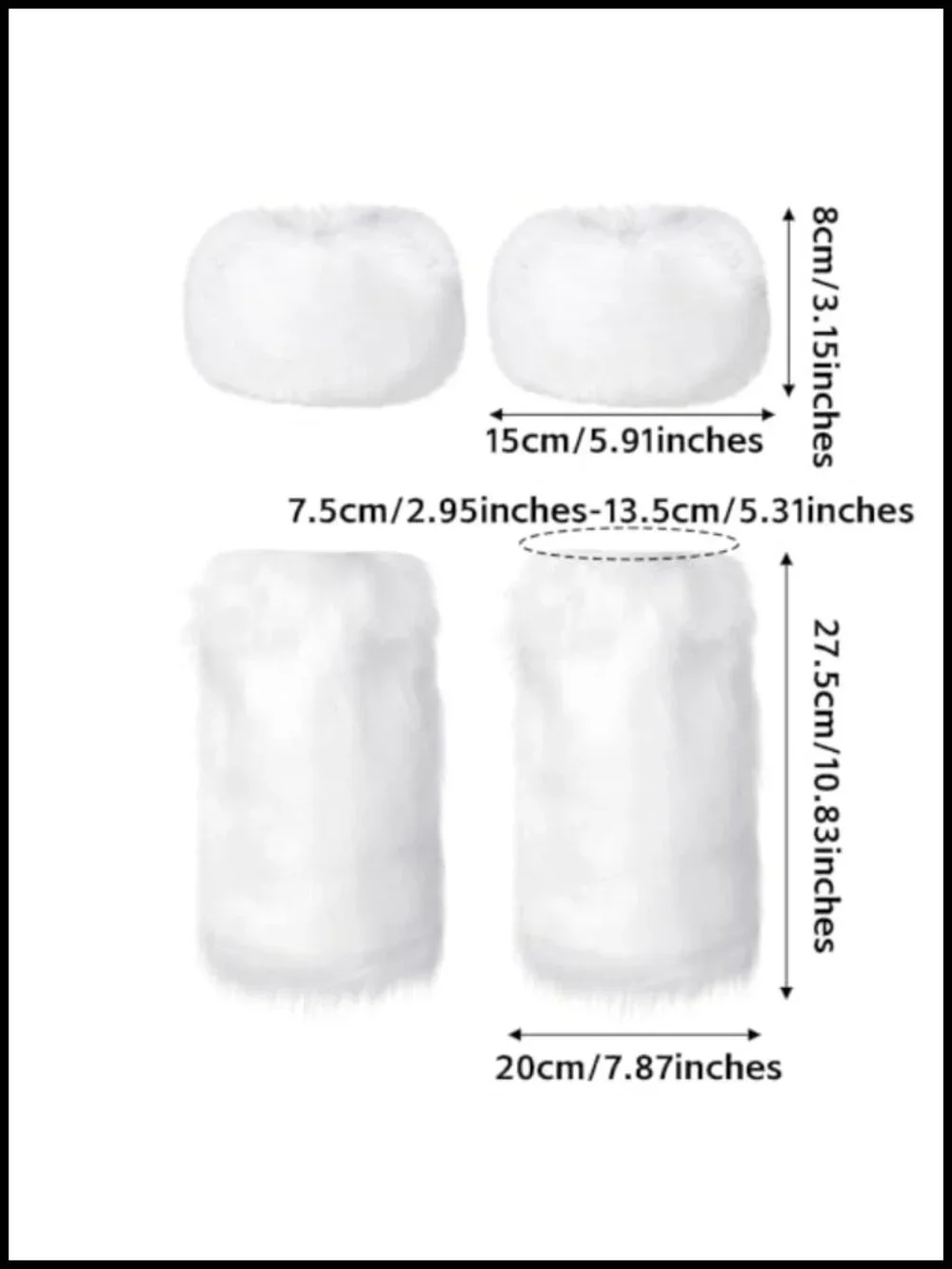 Fuzzy White Leg Warmers and Arm Warmers Set for Women Winter Boot Covers